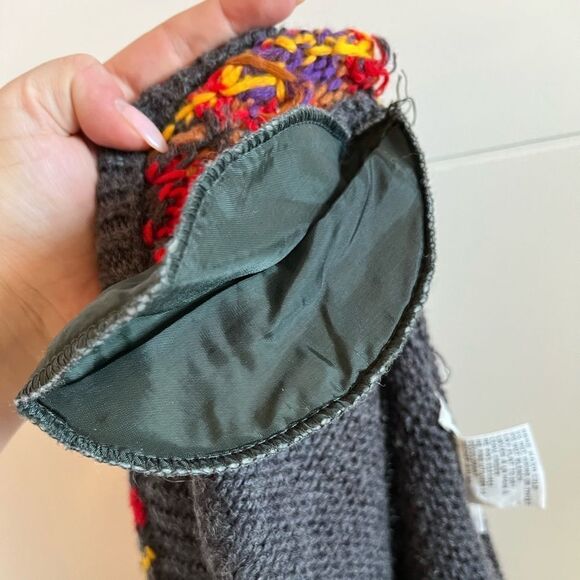 Vintage wool blend oversized knit cardigan plaid floral textured - Picture 9 of 13